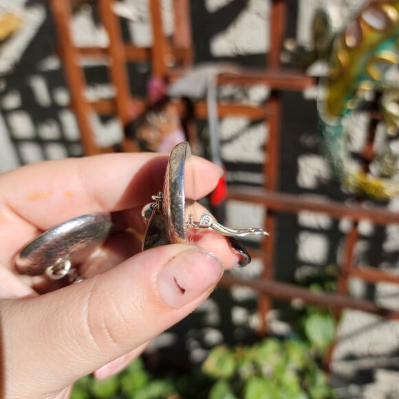 Vtg Susan Cummings Earrings Hammered Sterling Silver Dreamcatcher Feather Clips - Picture 10 of 13